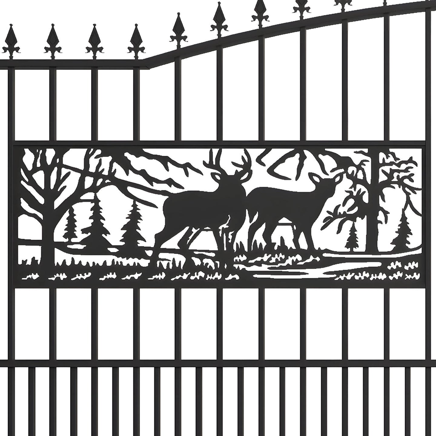 Greatbear 18x7 ft Steel Dual Swing Driveway Gate with Rectangular Deer Pattern - Serenity Provision