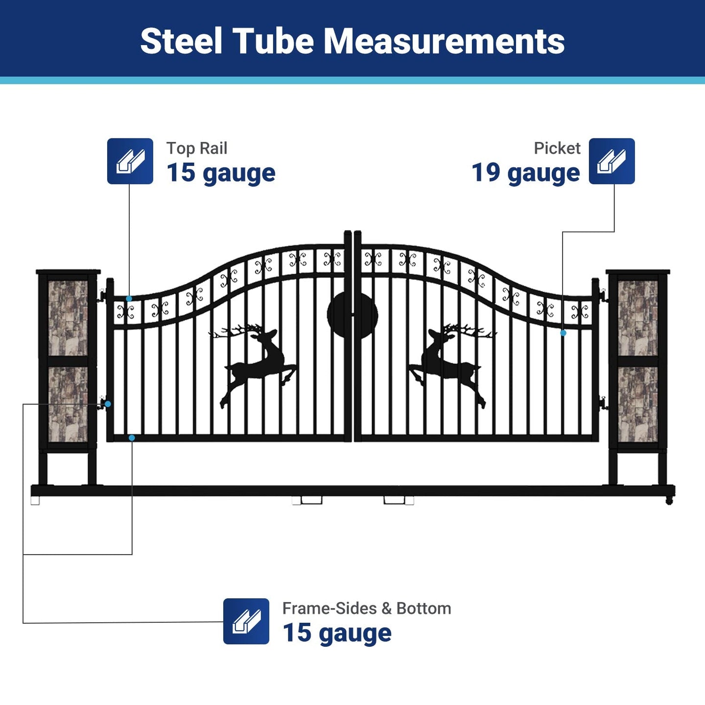 Greatbear 20x8 ft Dual Swing Driveway Gate with Ornamental Posts - Serenity Provision