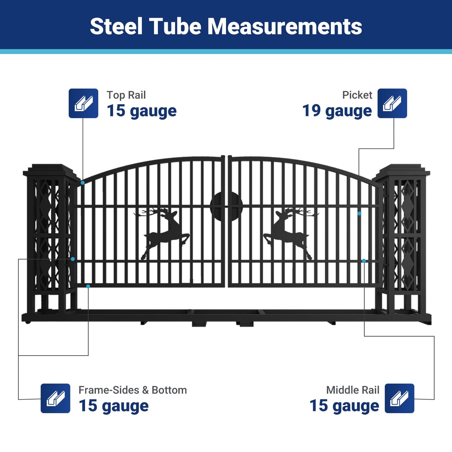 Greatbear 20x8 ft Dual Swing Driveway Gate with Ornamental Posts - Serenity Provision