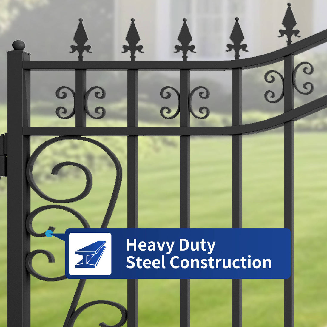 Greatbear 16x8 ft Dual Swing Driveway Gate with Star Pattern - Serenity Provision