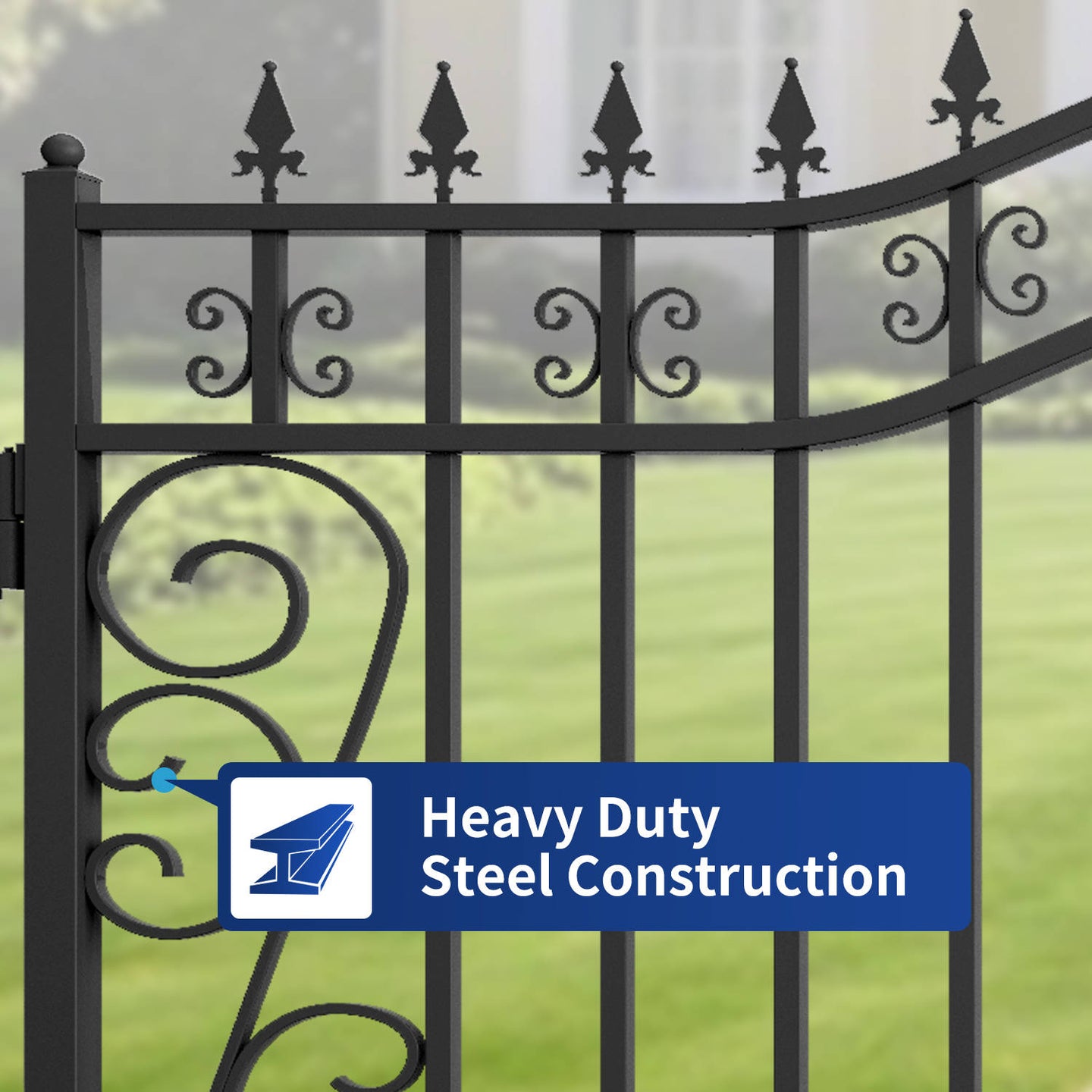 Greatbear 16x8 ft Dual Swing Driveway Gate with Star Pattern - Serenity Provision