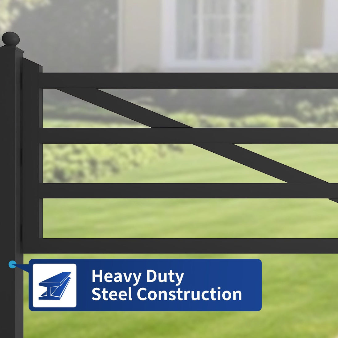 Greatbear 20 ft Farm Driveway Gate with Diagonal Tubes, Dual Swing - Serenity Provision