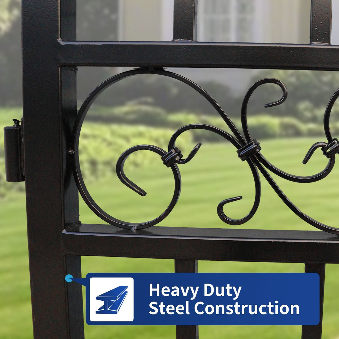Greatbear 14x8 ft Steel Dual Swing Driveway Gate with Wider Goalposts - Serenity Provision