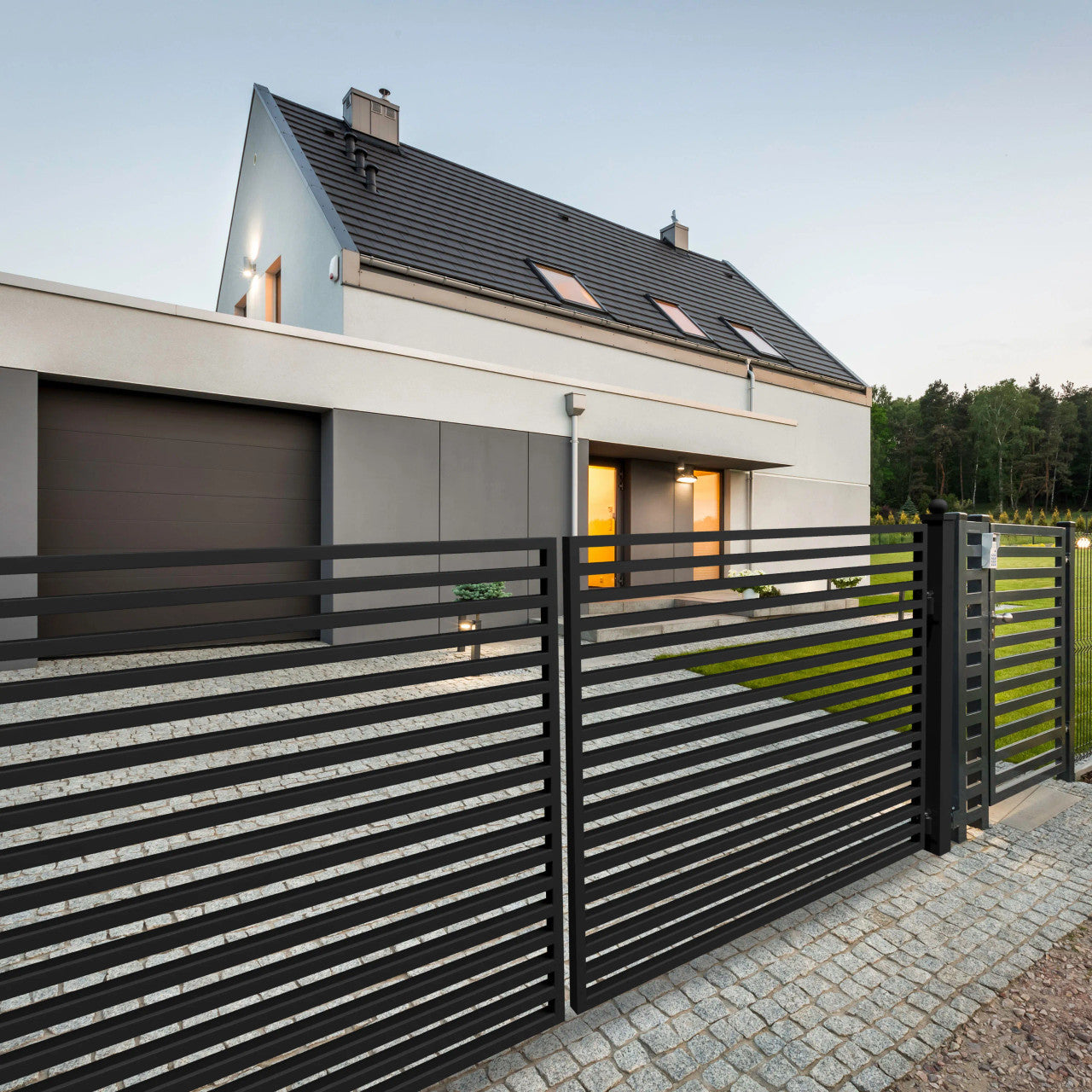 Greatbear 18x6 ft Steel Dual Swing Driveway Gate - MILAN Style - Serenity Provision