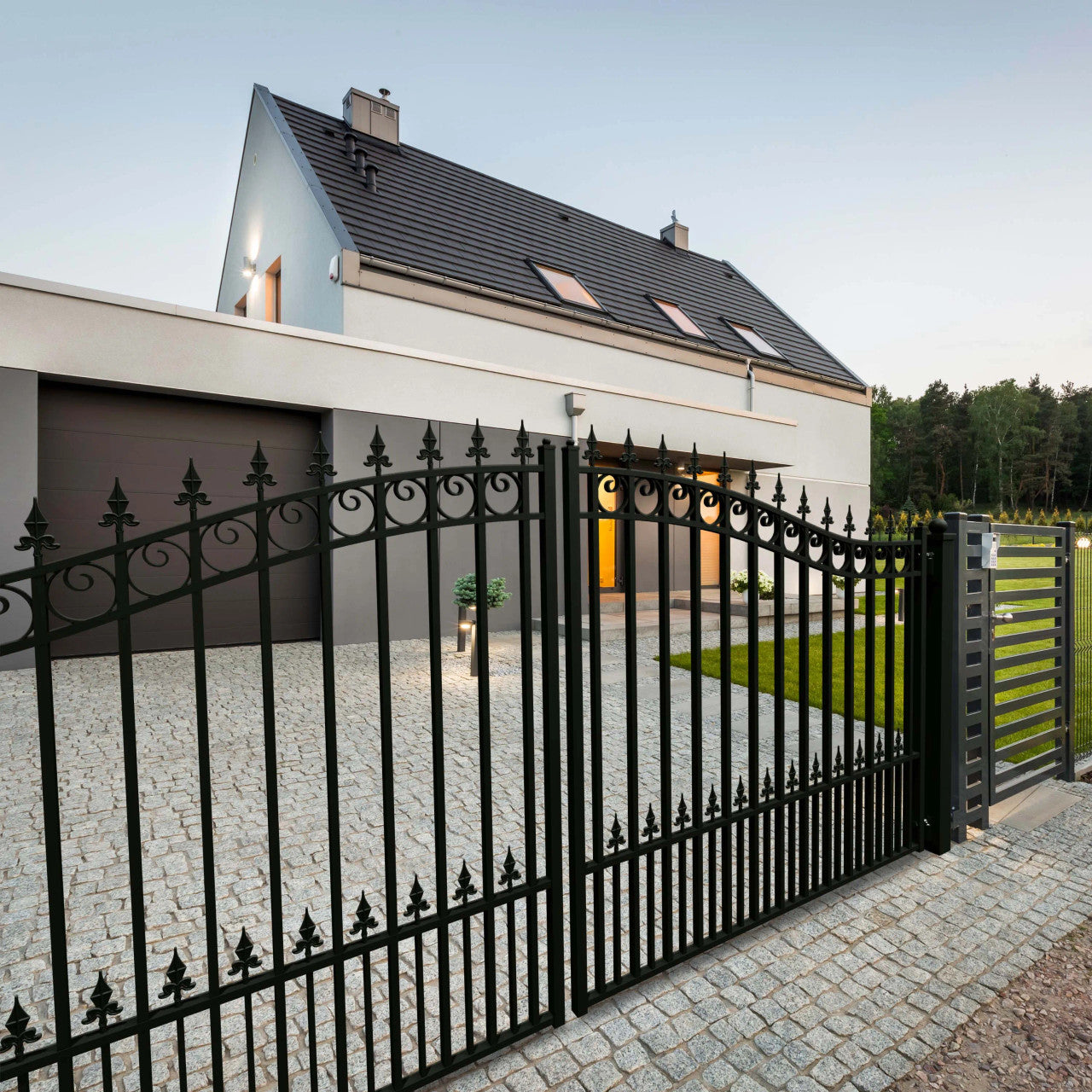 Greatbear 18x6 ft Steel Dual Swing Driveway Gate - PRAGUE Style - Serenity Provision