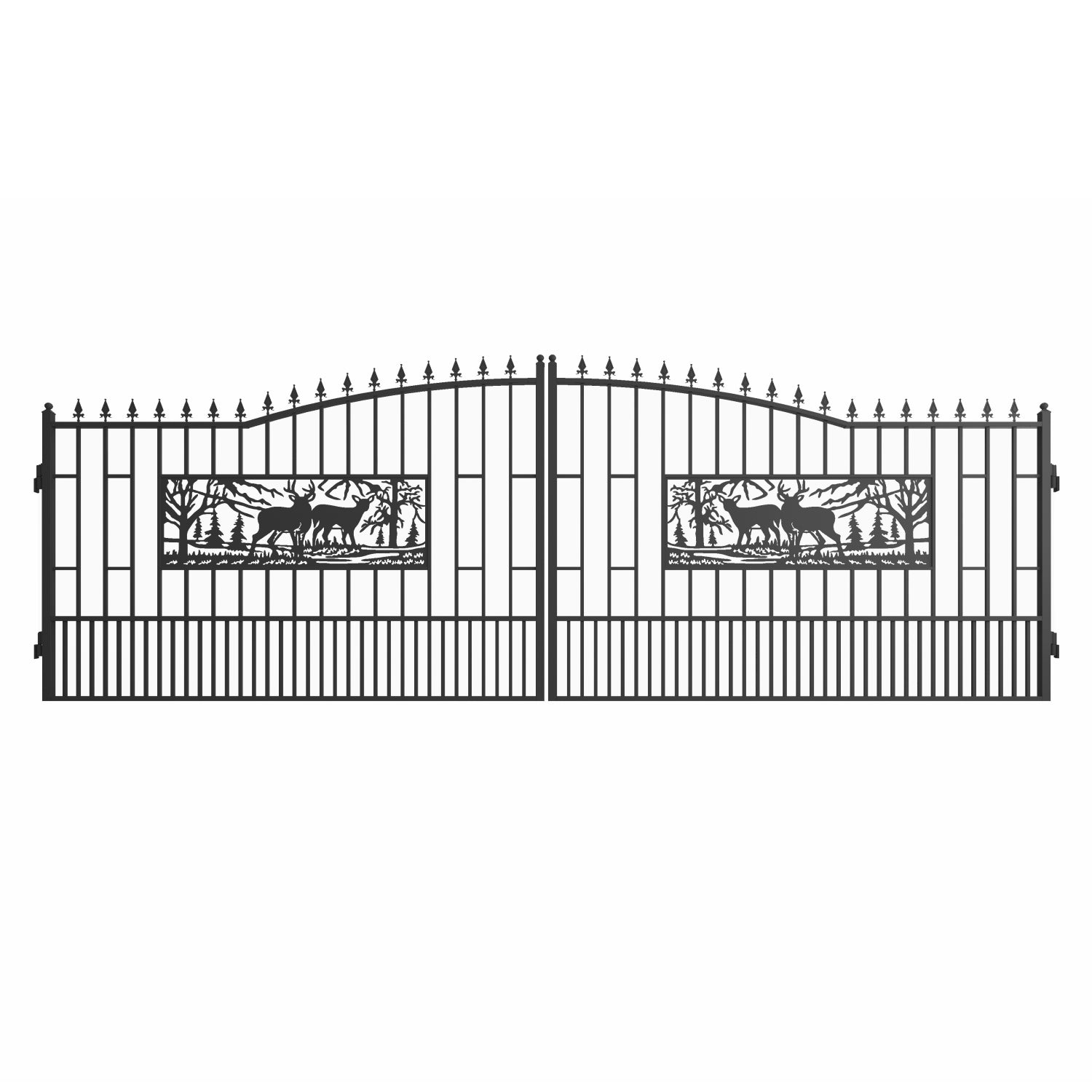 Greatbear 18x7 ft Steel Dual Swing Driveway Gate with Rectangular Deer Pattern - Serenity Provision