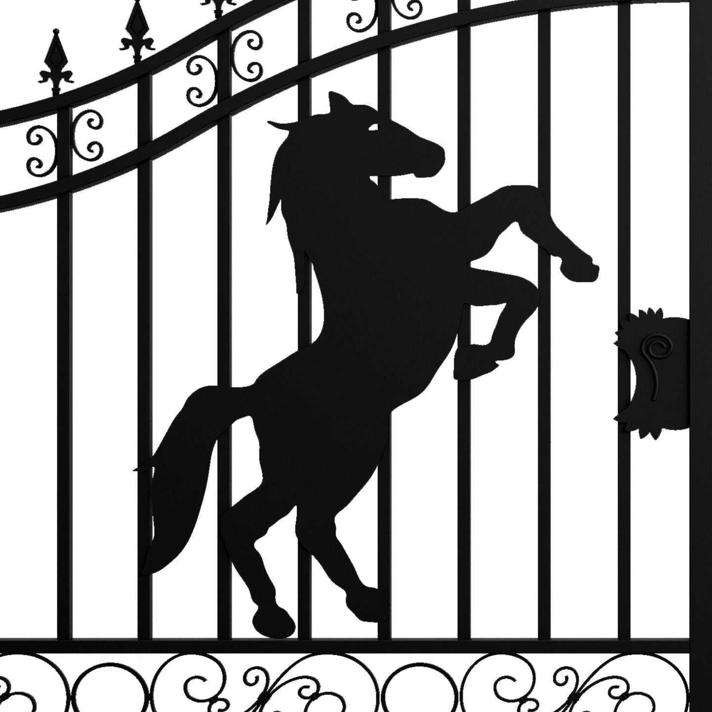 Greatbear 14x8 ft Steel Dual Swing Driveway Gate with Horse Pattern - Serenity Provision