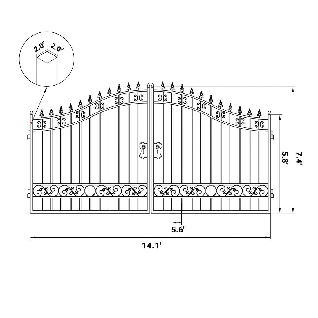Greatbear 14x8 ft Steel Dual Swing Driveway Gate - Serenity Provision