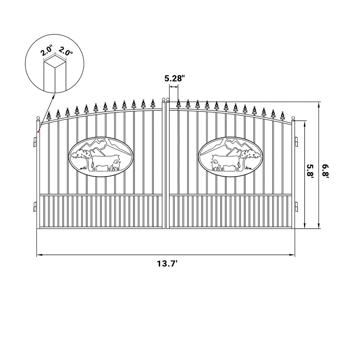 Greatbear 14x8 ft Steel Dual Swing Driveway Gate - Serenity Provision