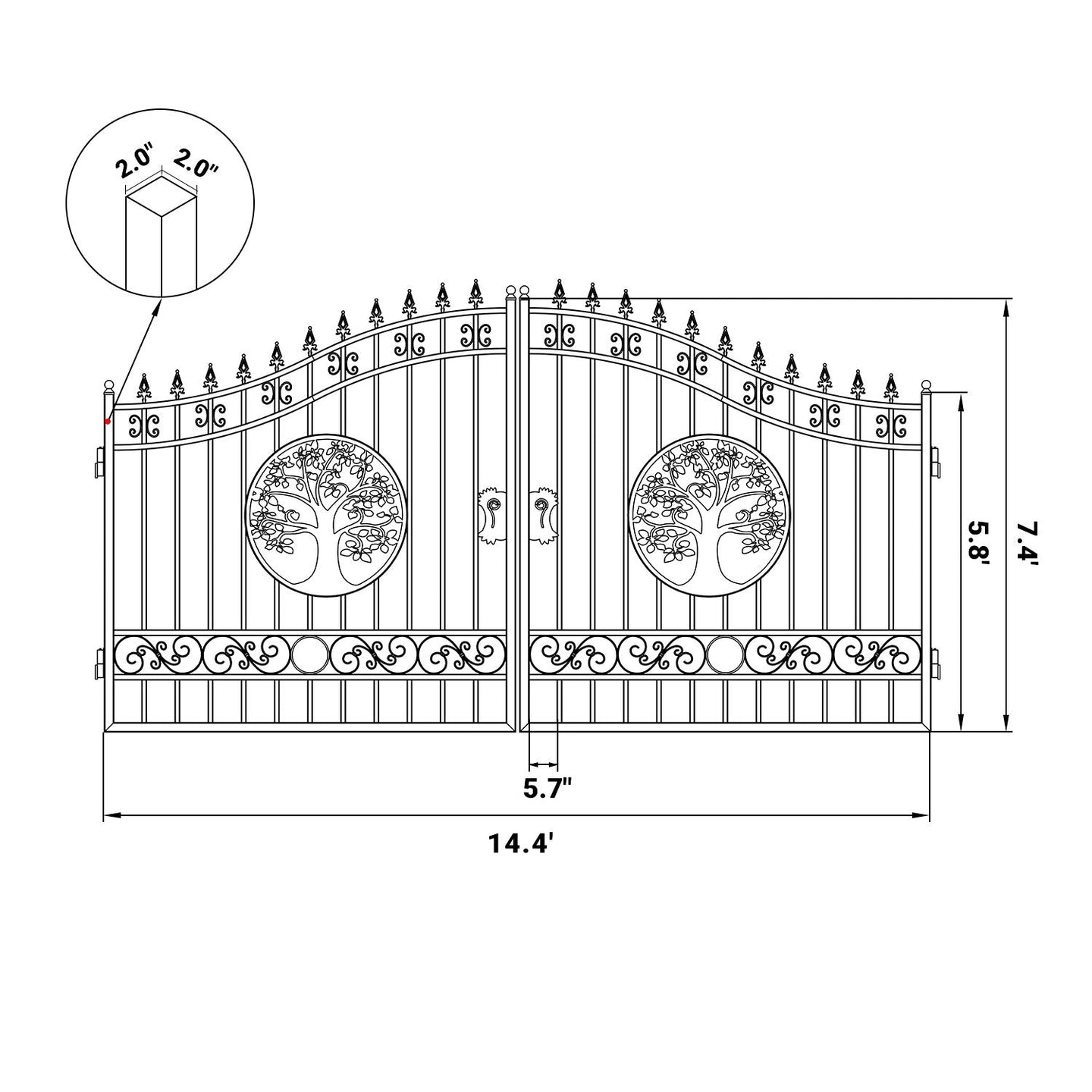 Greatbear 14x8 ft Steel Dual Swing Driveway Gate - Serenity Provision