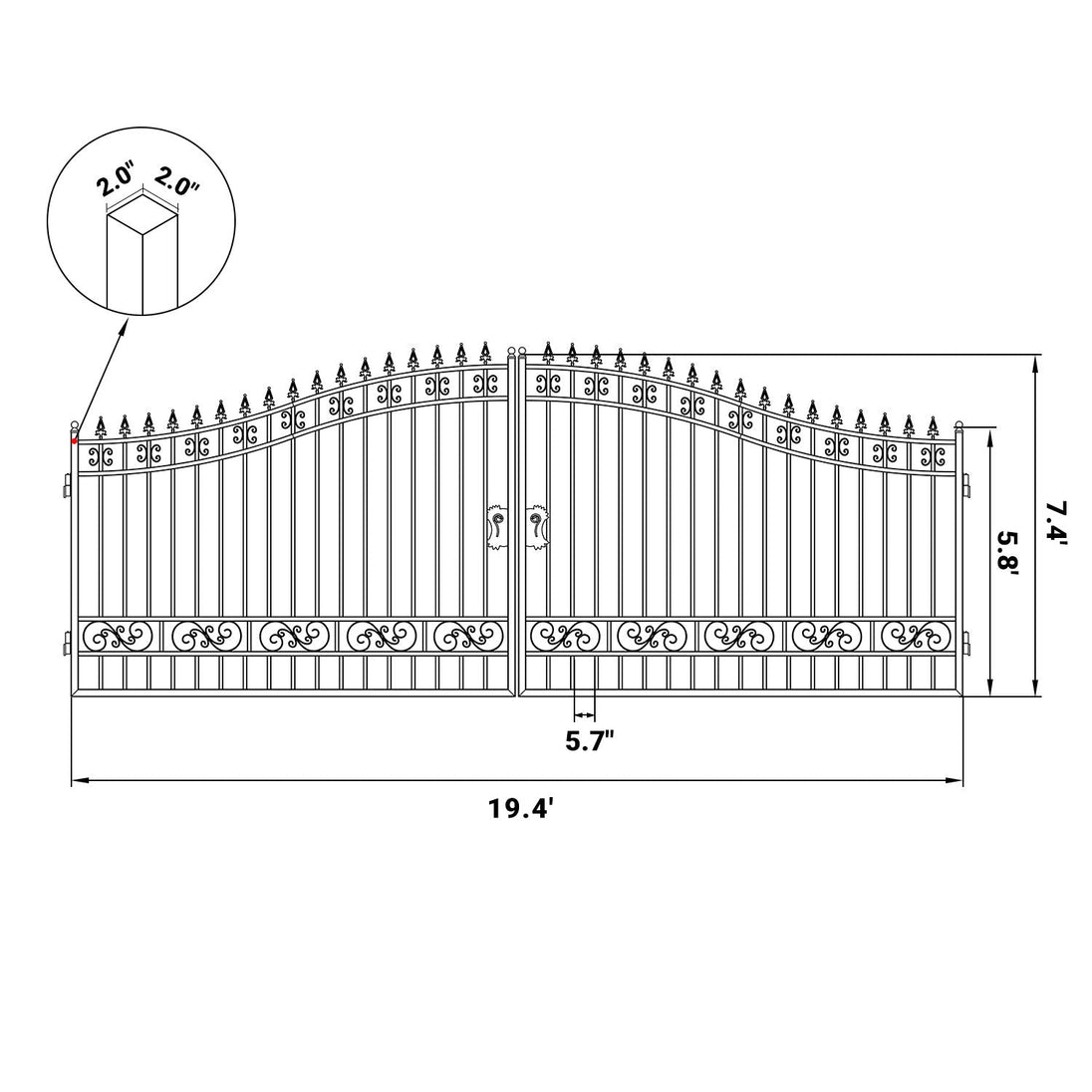 Greatbear 20x8 ft Steel Dual Swing Driveway Gate - Serenity Provision