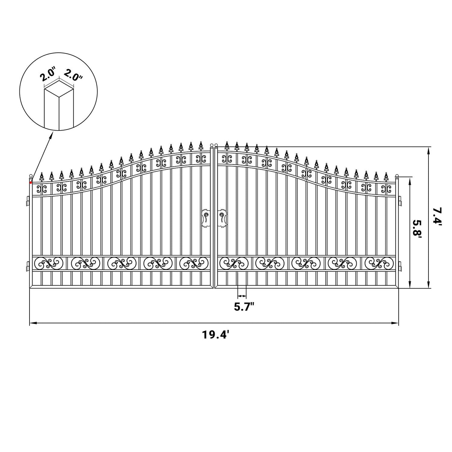 Greatbear 20x8 ft Steel Dual Swing Driveway Gate - Serenity Provision