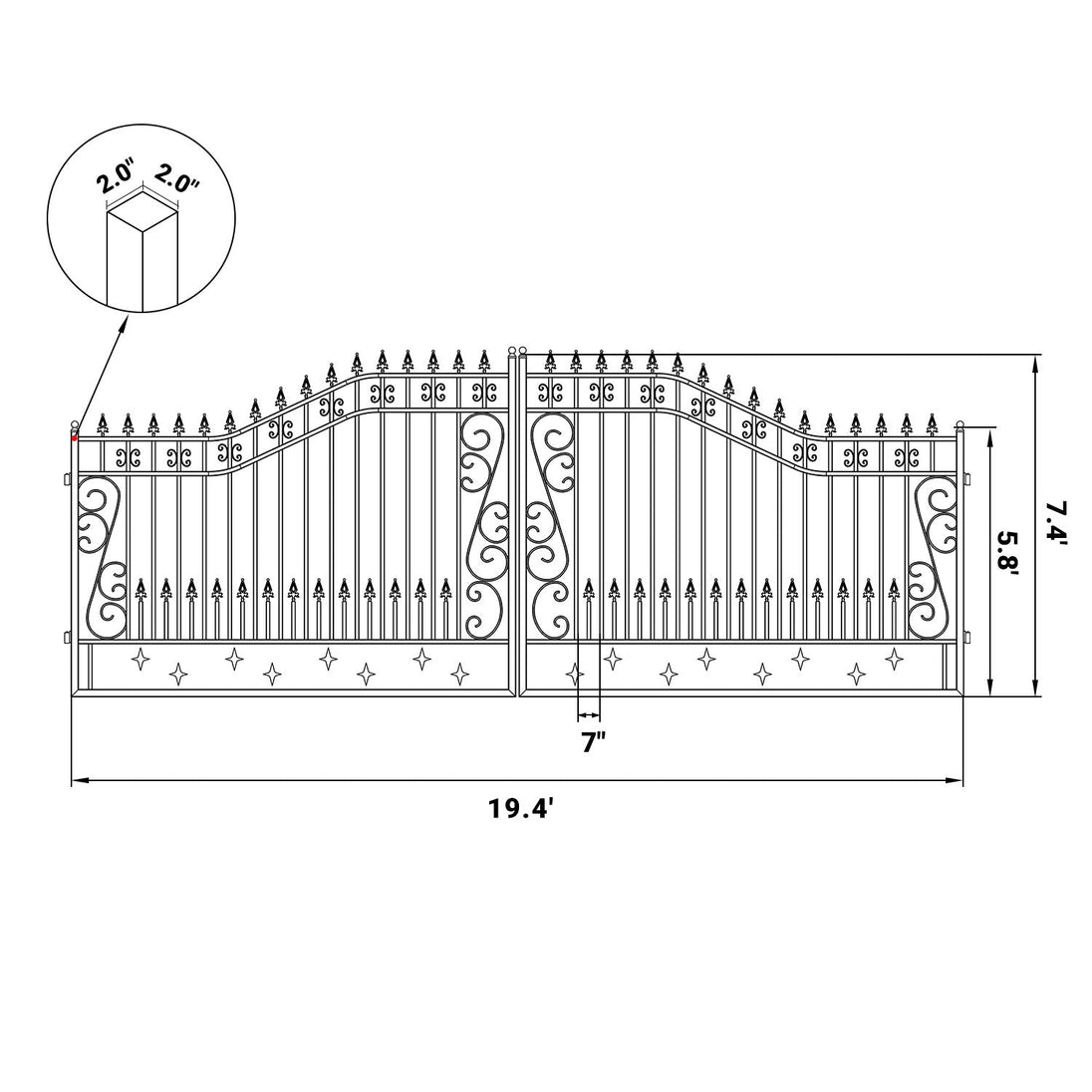 Greatbear 20x8 ft Steel Dual Swing Driveway Gate - Serenity Provision