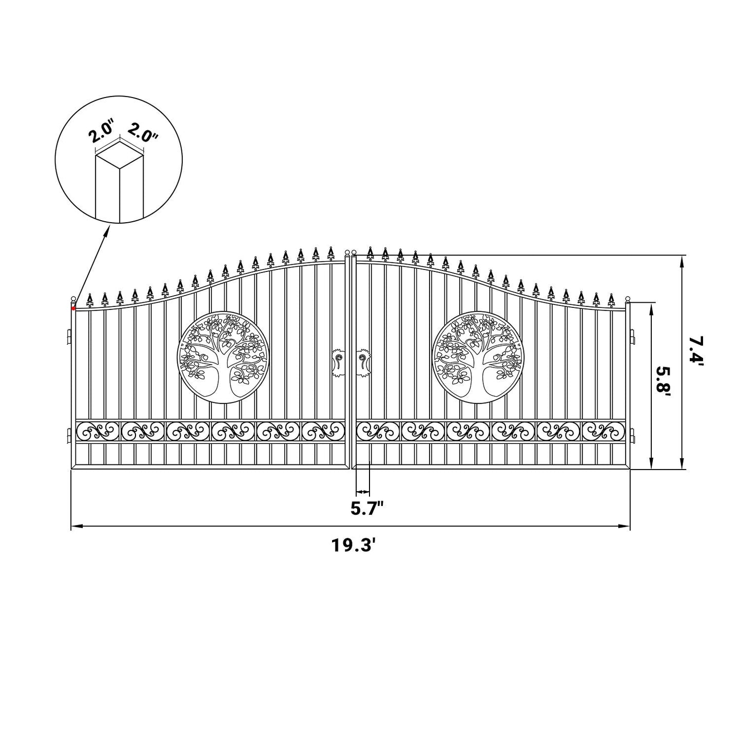 Greatbear 20x8 ft Steel Dual Swing Driveway Gate - Serenity Provision