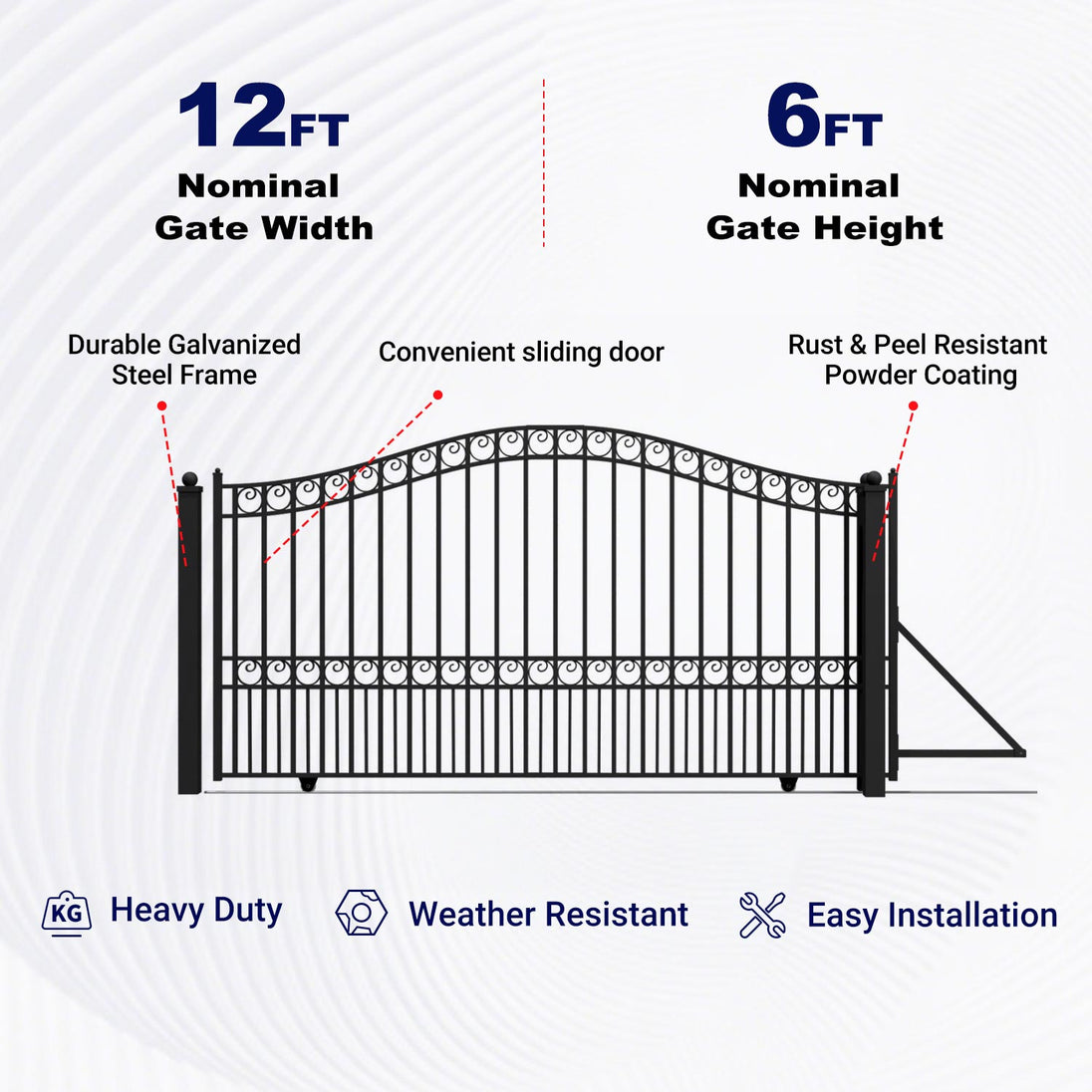 Aleko 12x6 ft Steel Sliding Driveway Gate - Serenity Provision