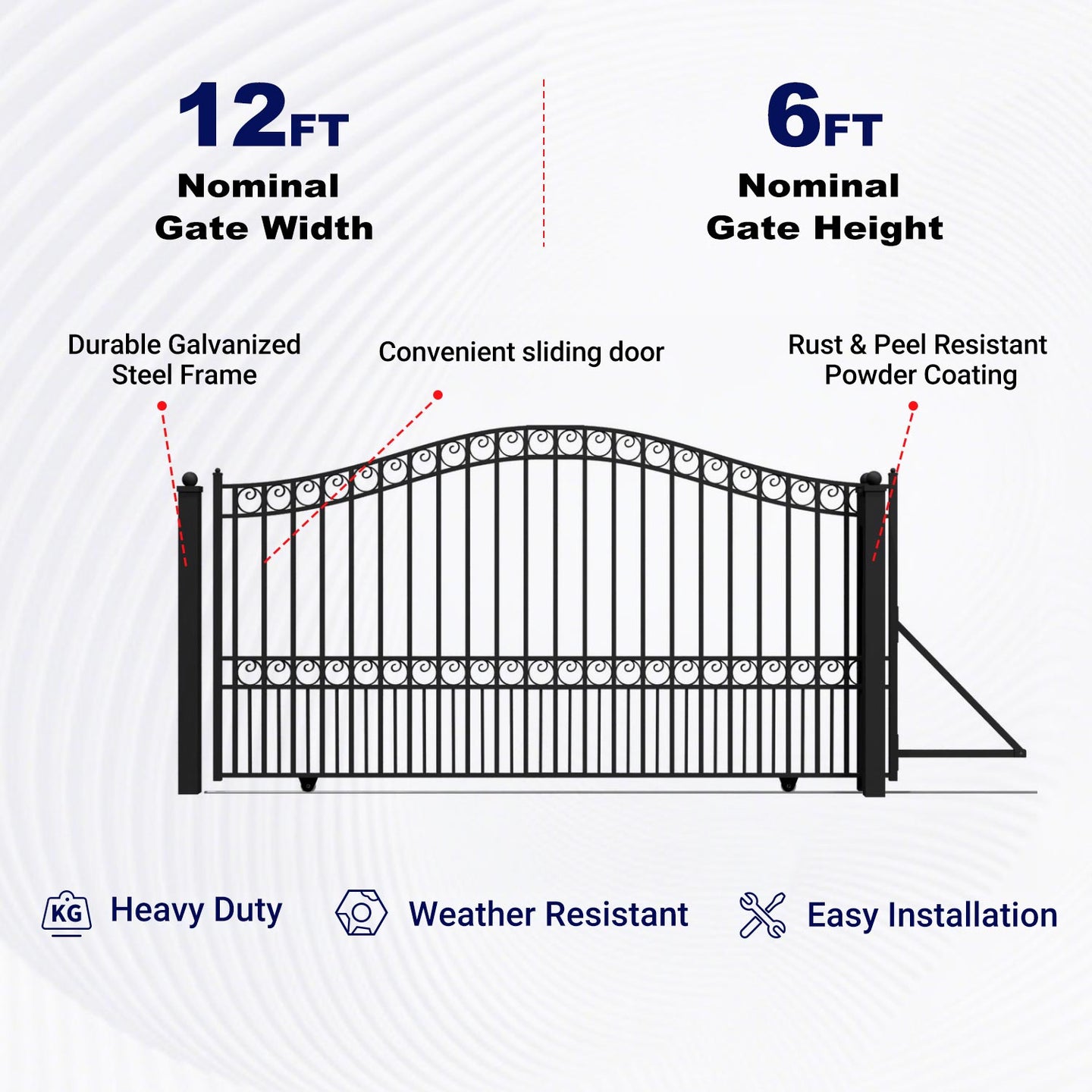 Aleko 12x6 ft Steel Sliding Driveway Gate - Serenity Provision