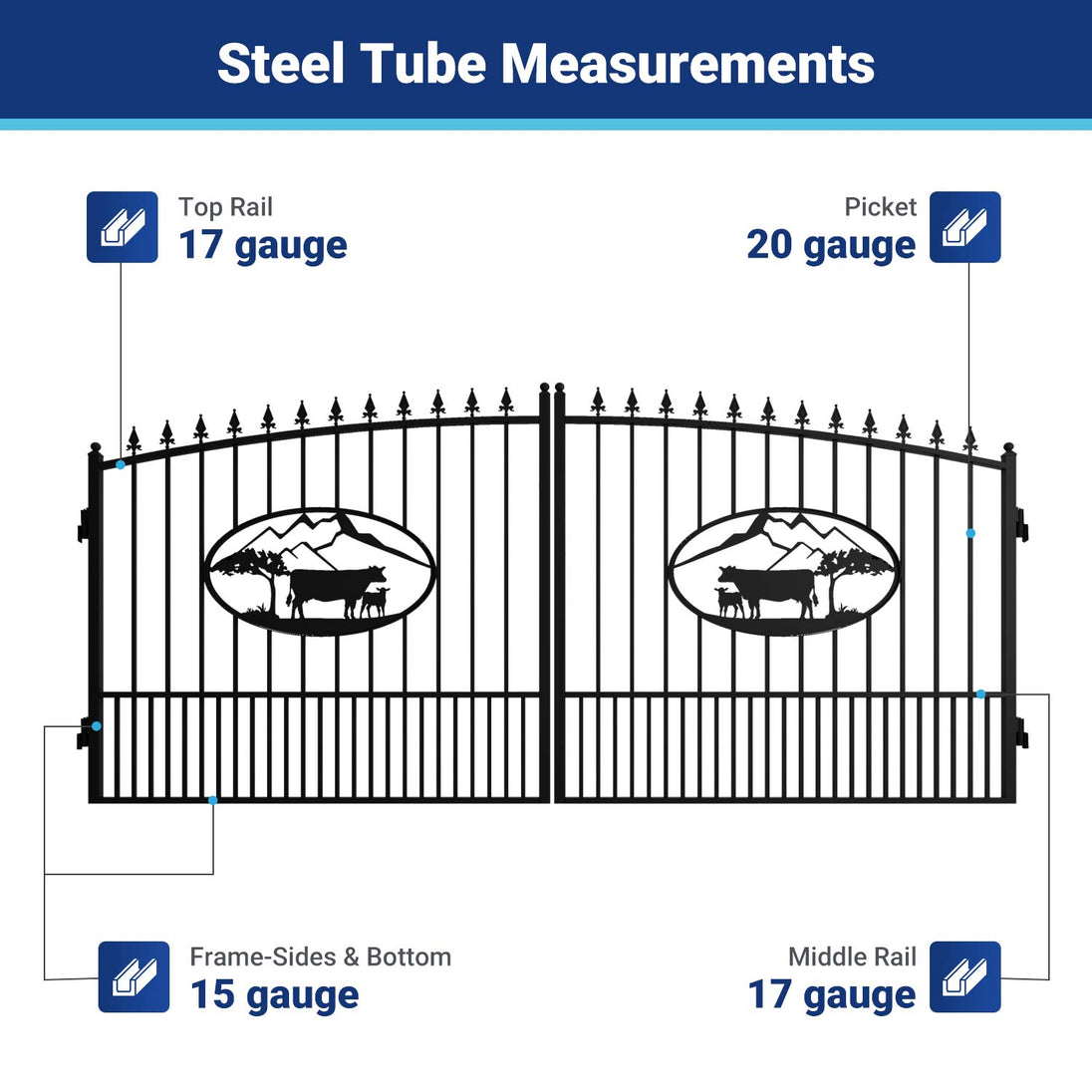 Greatbear 14x8 ft Steel Dual Swing Driveway Gate - Serenity Provision