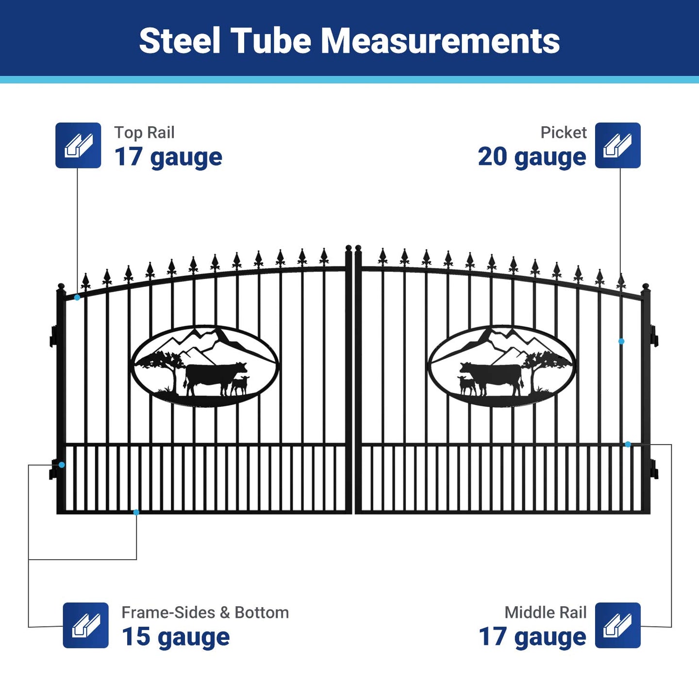 Greatbear 14x8 ft Steel Dual Swing Driveway Gate - Serenity Provision